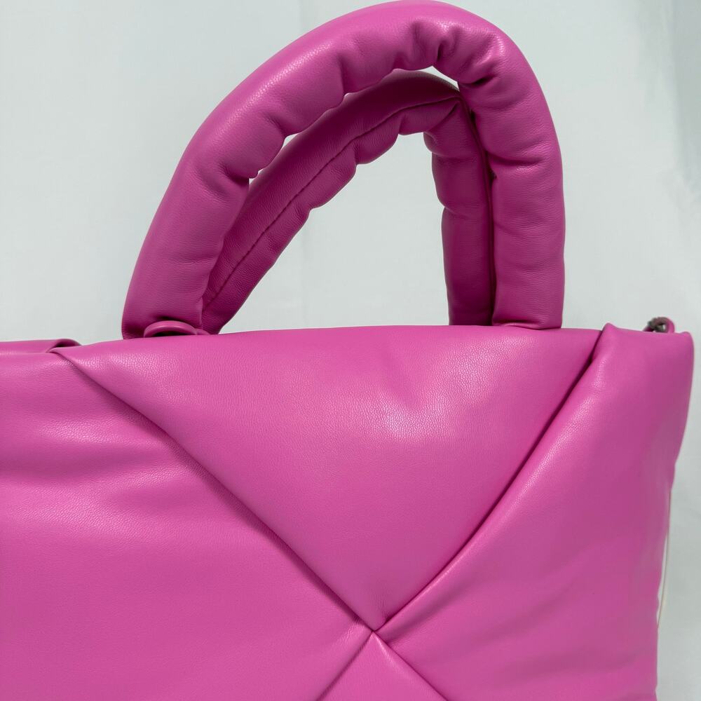 A New Day Pink Puffer Quilted Shiny Barbie Core Hand Bag Purse NWT. - Picture 2 of 15